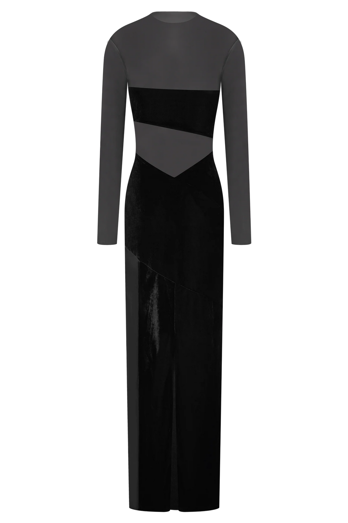 Davina Velvet And Mesh Maxi Dress Black
