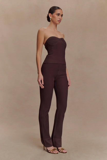 Elodie Strapless Cupped Knit Top Chocolate