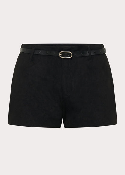 Katie Suede Mini Shorts Black