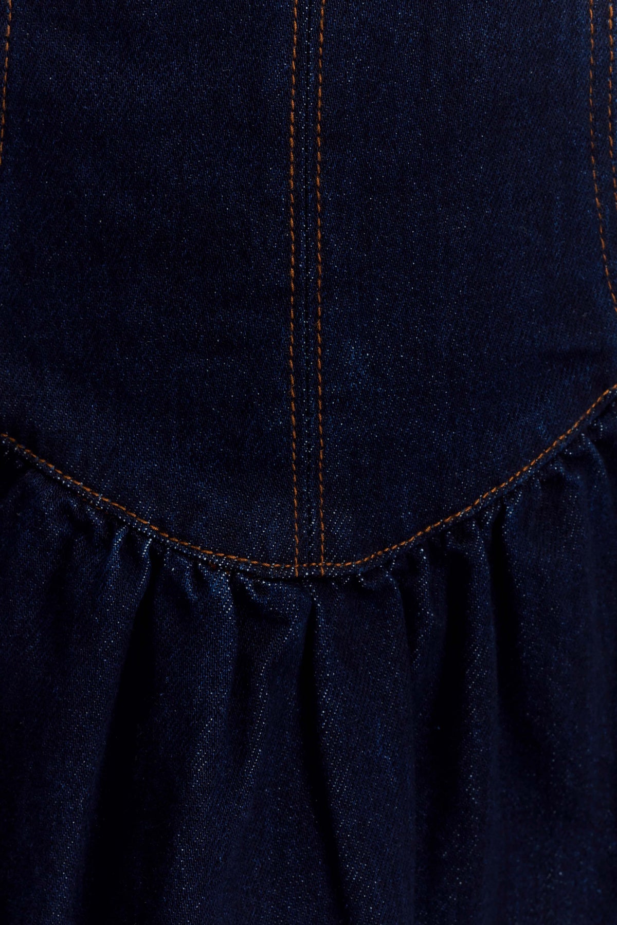 Cheyenne Scallop Denim Mini Dress Indigo Blue