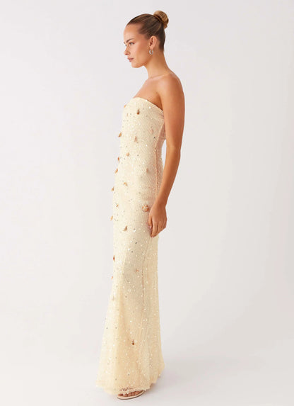 Orelli Shell Sequin Knit Maxi Dress Ivory