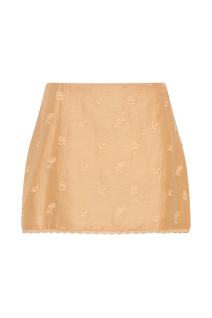 Vivian Embroidered Mini Skirt Orange