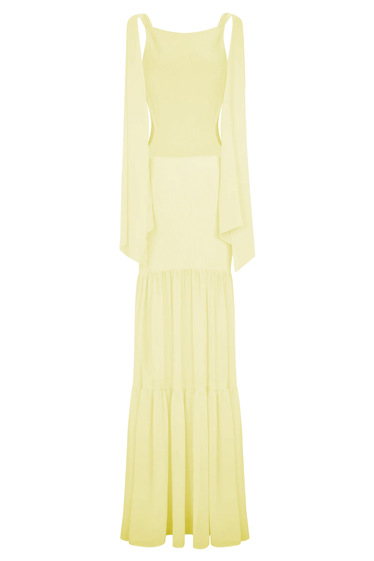Haille Knit Chiffon Maxi Dress Lemon