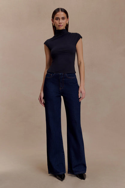 Freesia High Neck Sleeveless Top Black