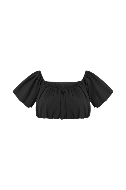 Autumn Off Shoulder Bubble Top Black