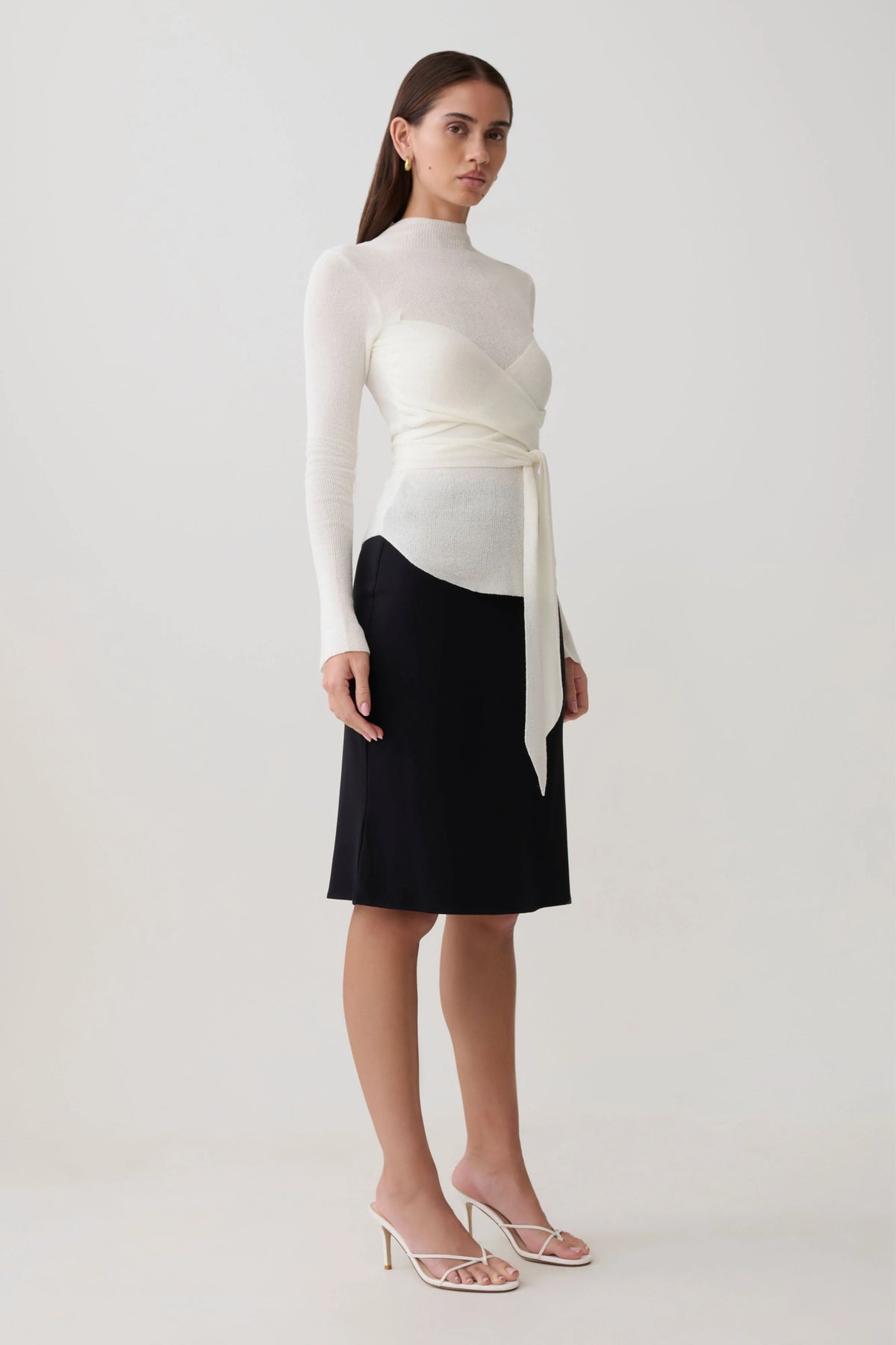 Lawson Wrap Knit Long Sleeve Top White