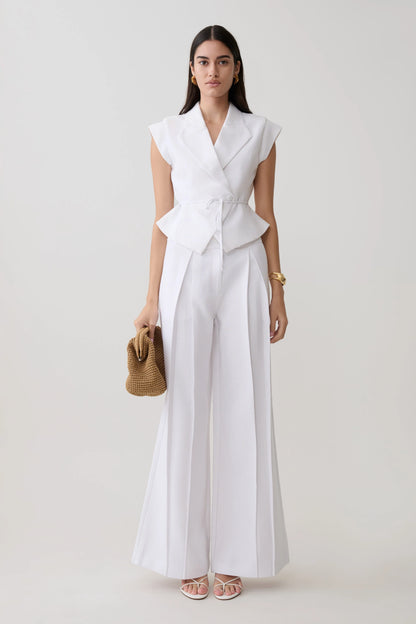 Andina Shortsleeve Linen Top White