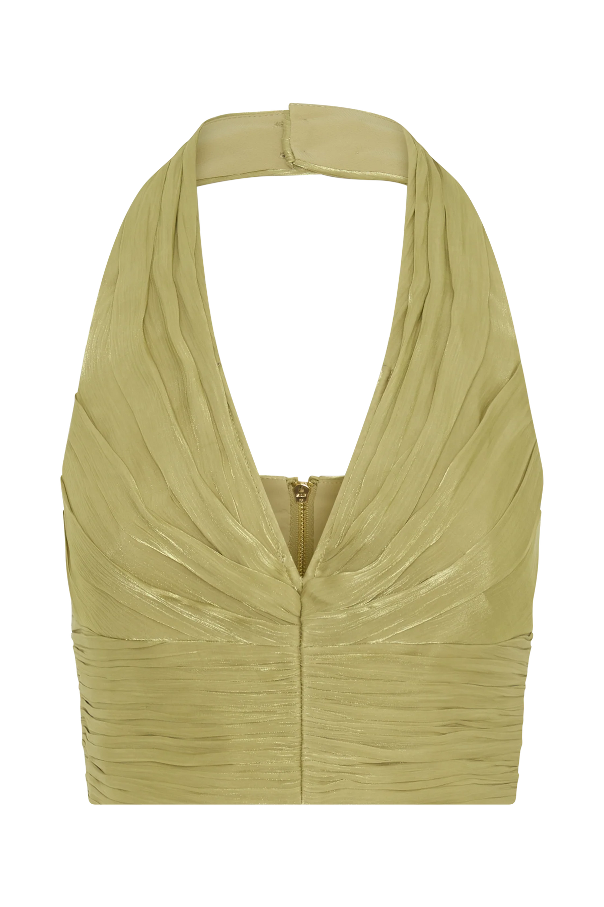Makena Gathered V Neck Top Green