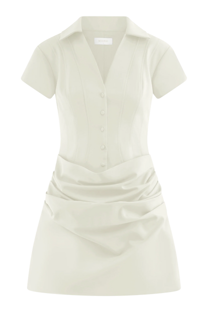 Tarryn Collared Cotton Mini Dress White
