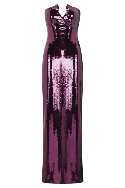 Winston Strapless Sequin Maxi Dress Plum