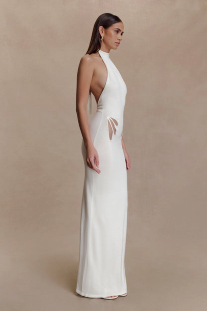 Brock Knit Halter Maxi Dress White