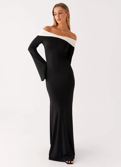 Hits Different Long Sleeve Maxi Dress Black
