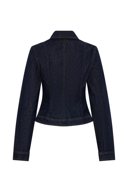 Cierra Cinched Jacket Top Washed Indigo Blue