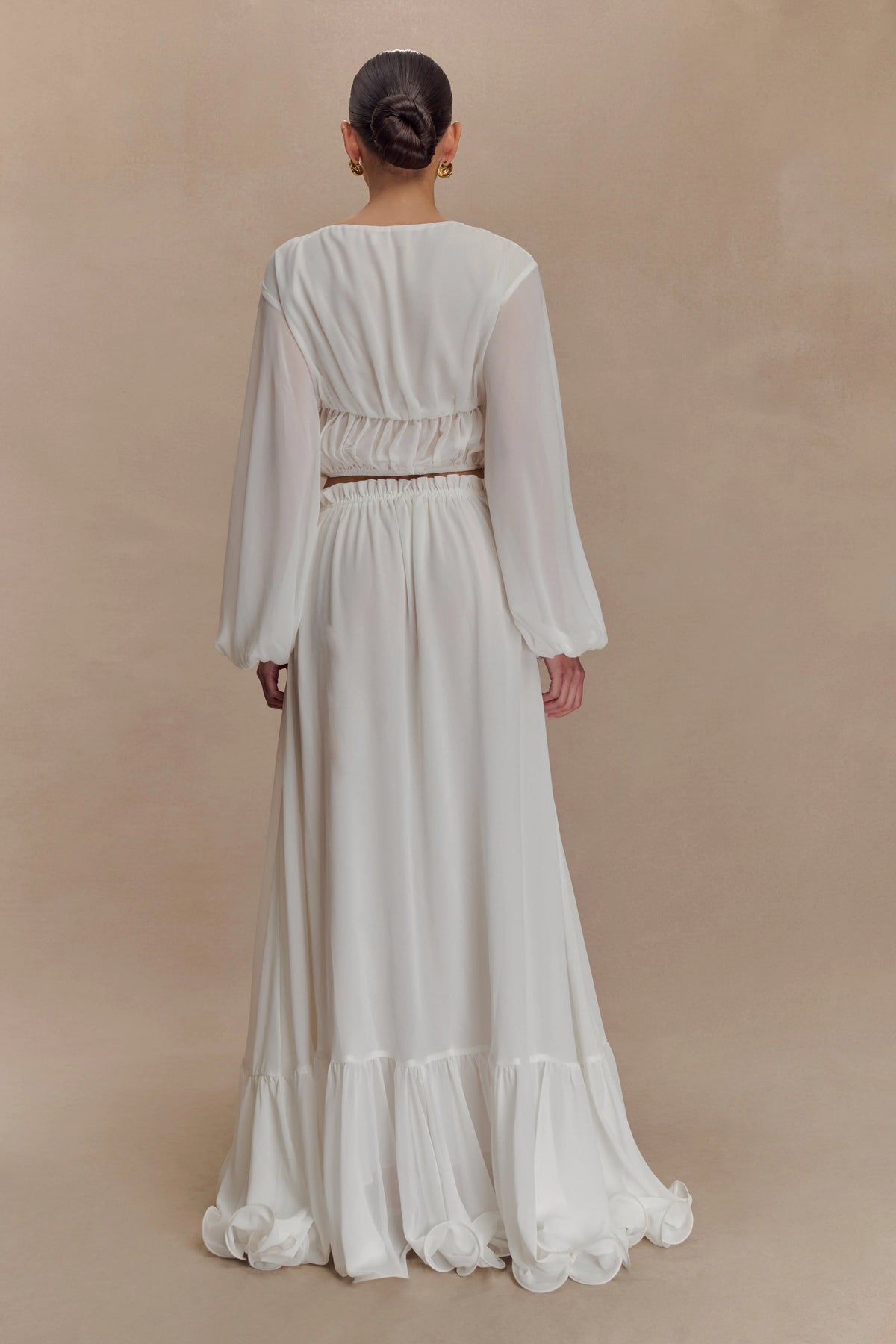 Carlie Chiffon Cross Tie Top Ivory
