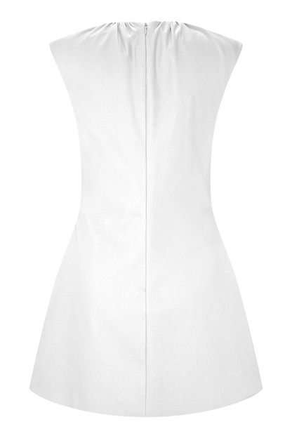 Ariana Pleated Neck Mini Dress Ivory