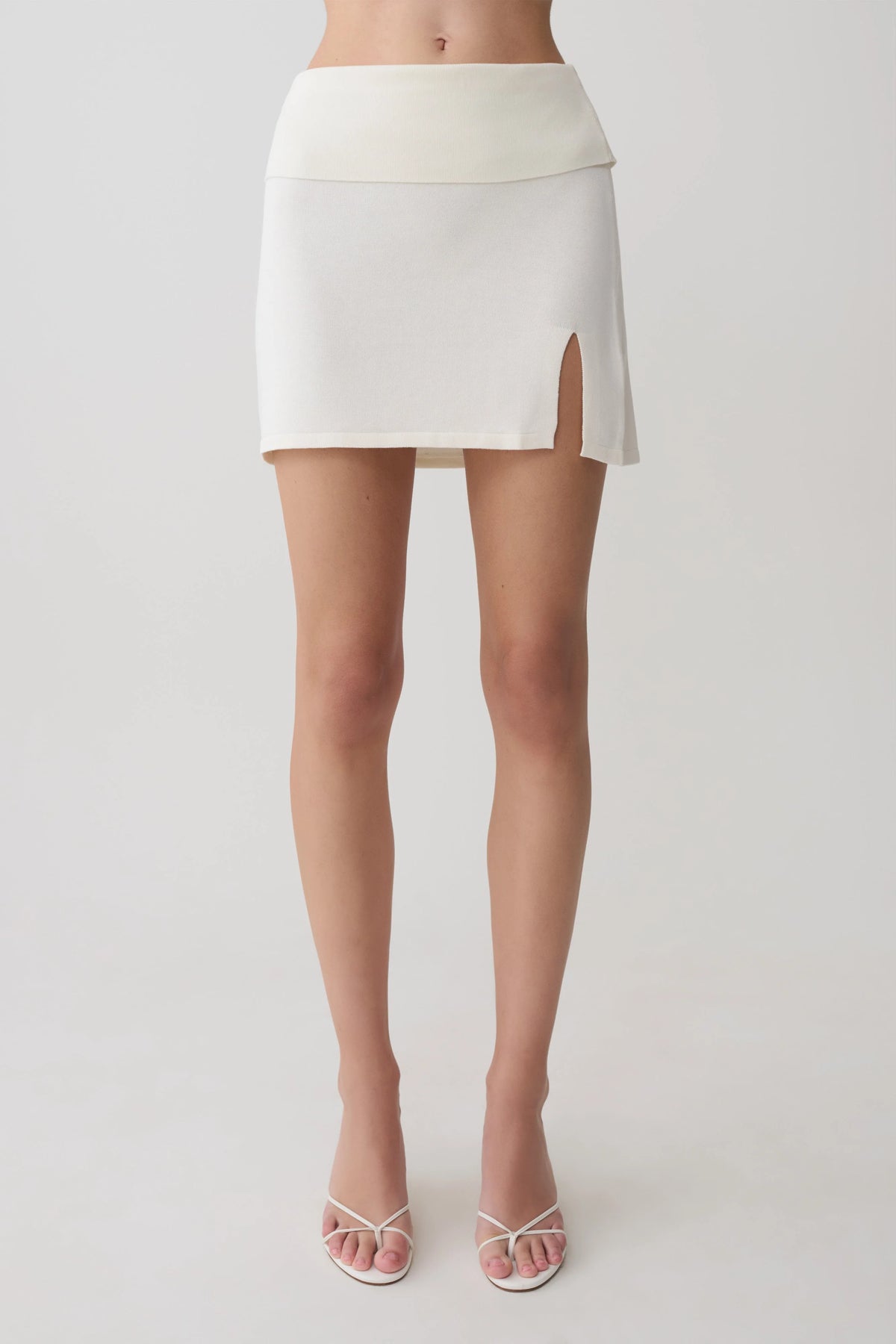 Misty Mid Rise Knit Mini Skirt Ivory