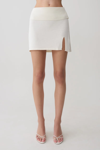 Misty Mid Rise Knit Mini Skirt Ivory