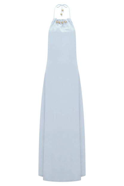 Abeda Cotton Maxi Dress With Hardware Pale Blue