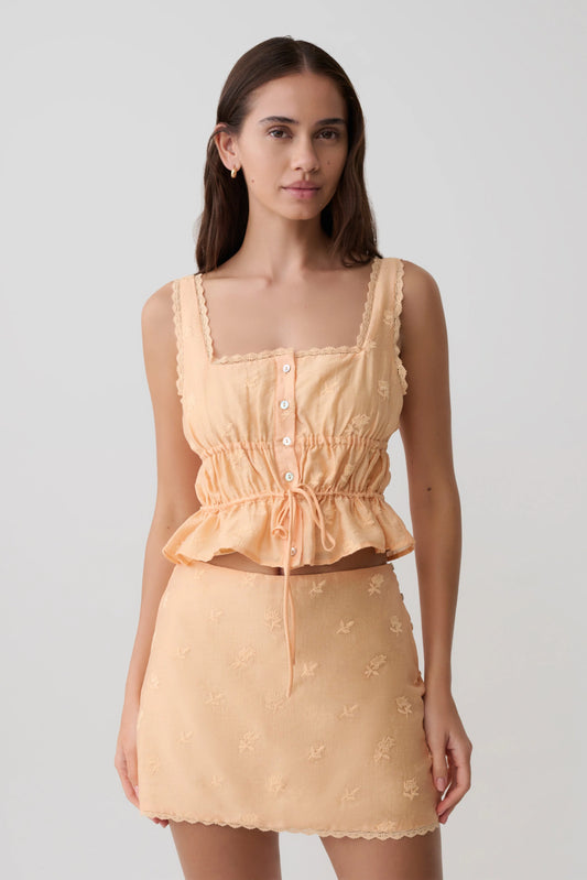 Vivian Embroidered Sleeveless Top Orange