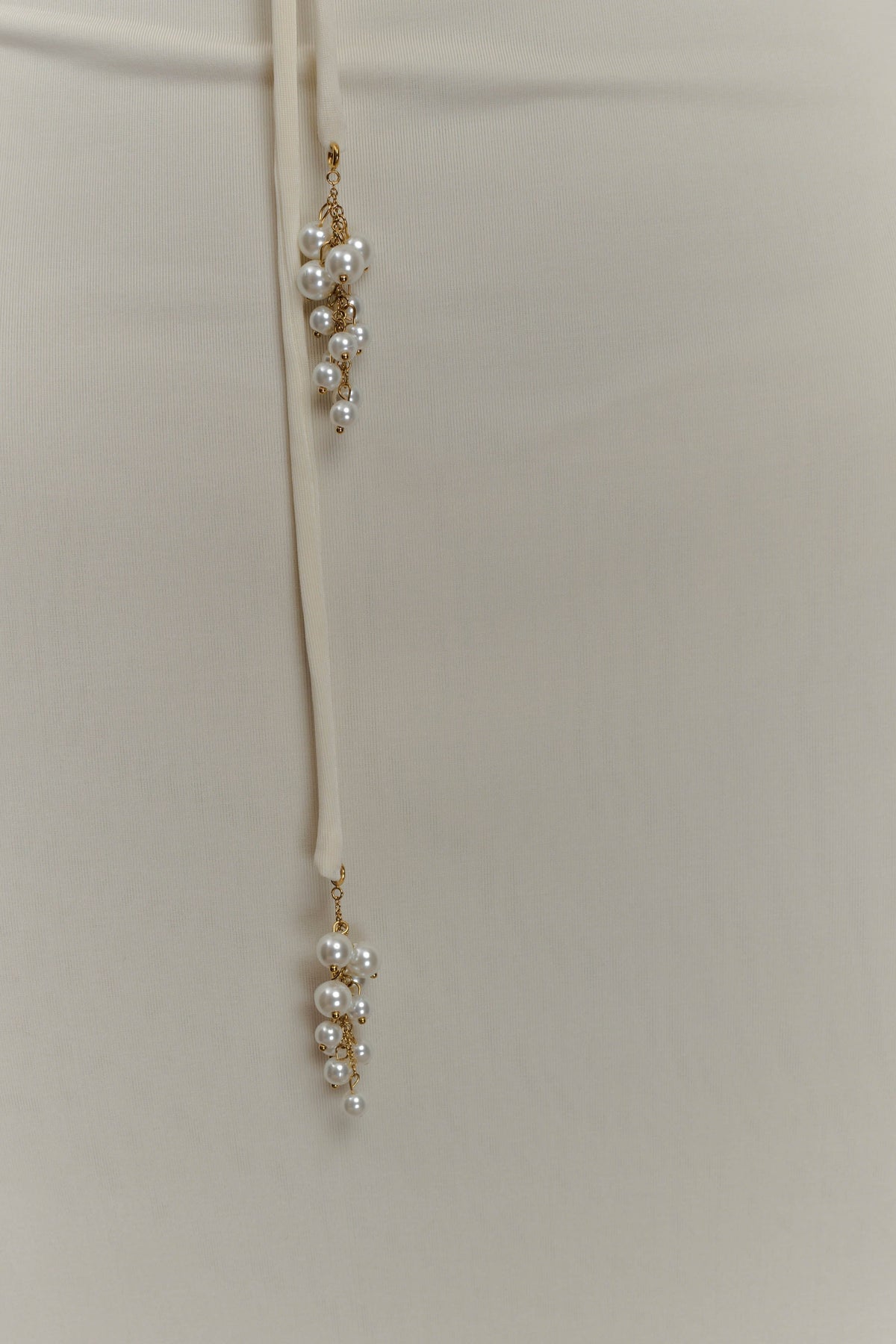 Beryl Slinky Maxi Dress With Pearls Ivory