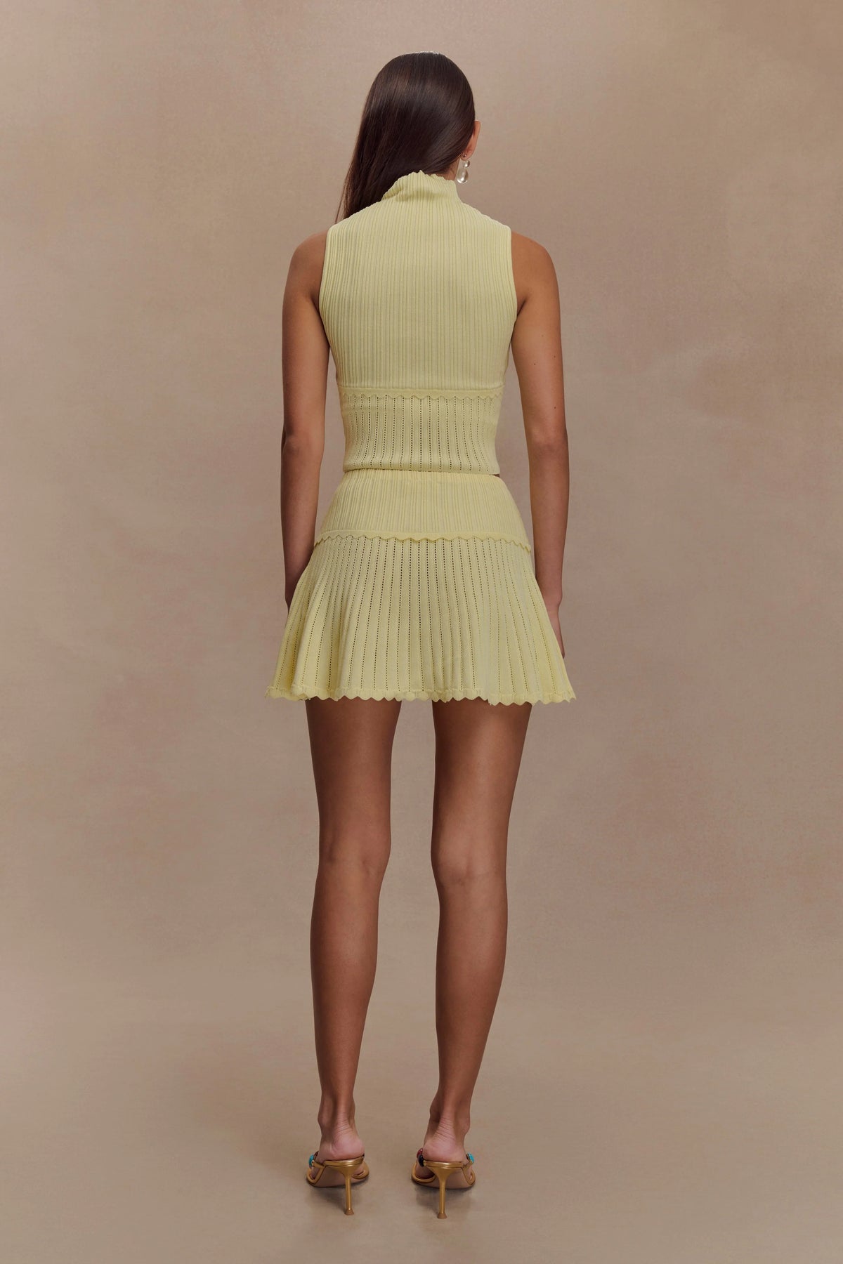 Indy Pointelle Knit Mini Skirt Lemon