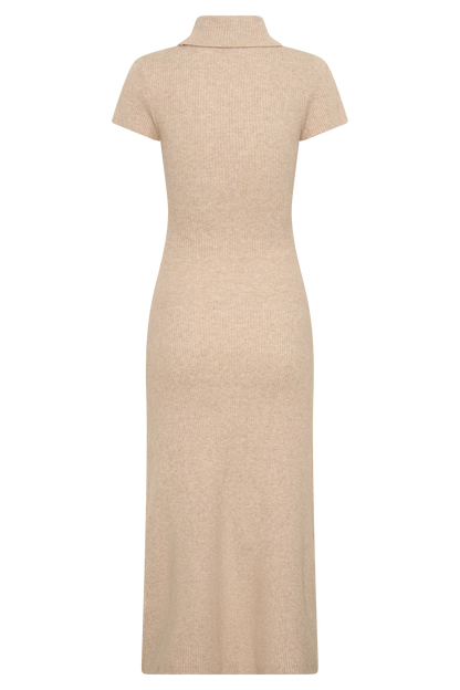 Goldie High Neck Knit Midi Dress Camel