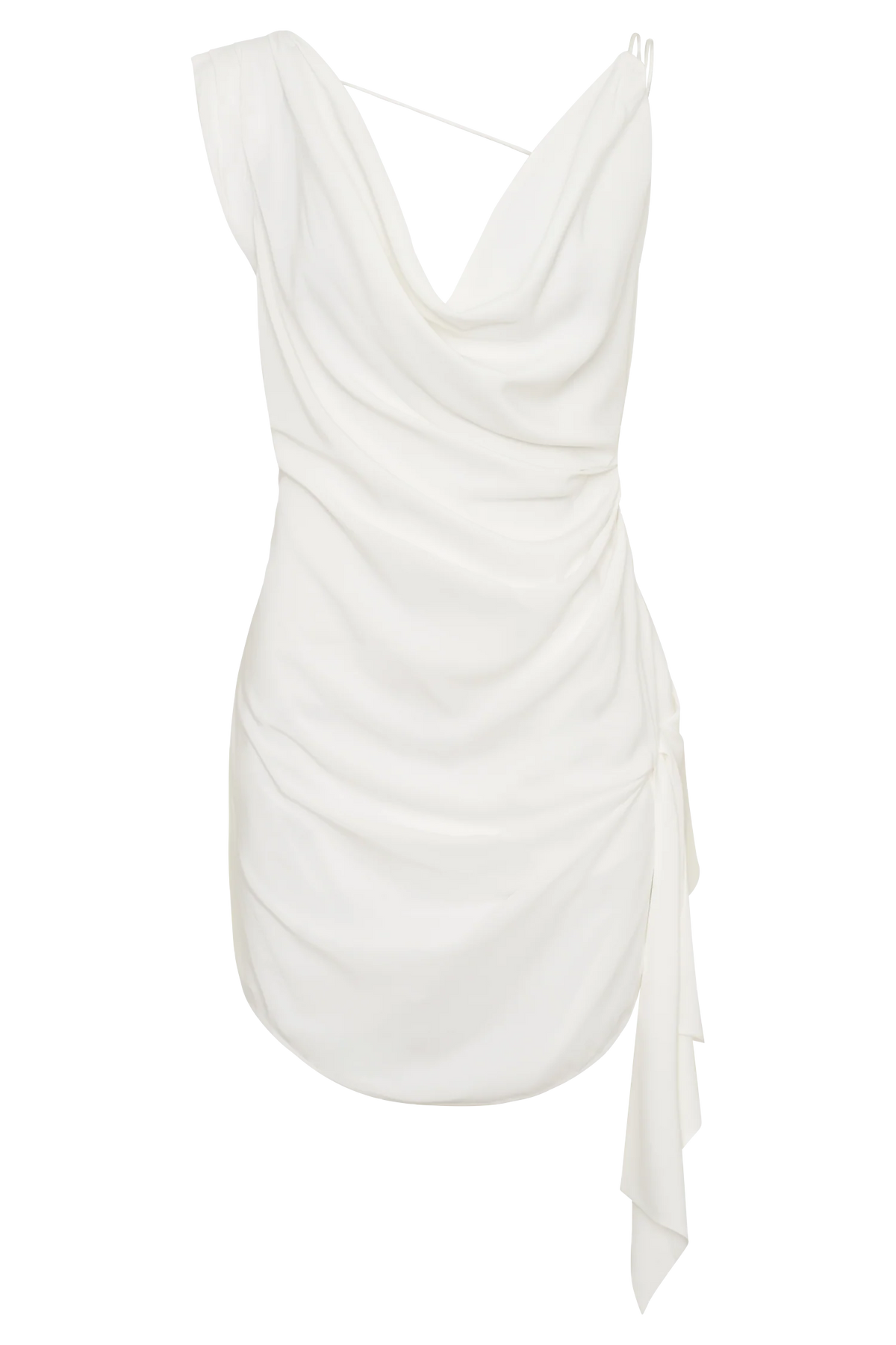 Lucile Cowl Drape Satin Mini Dress White