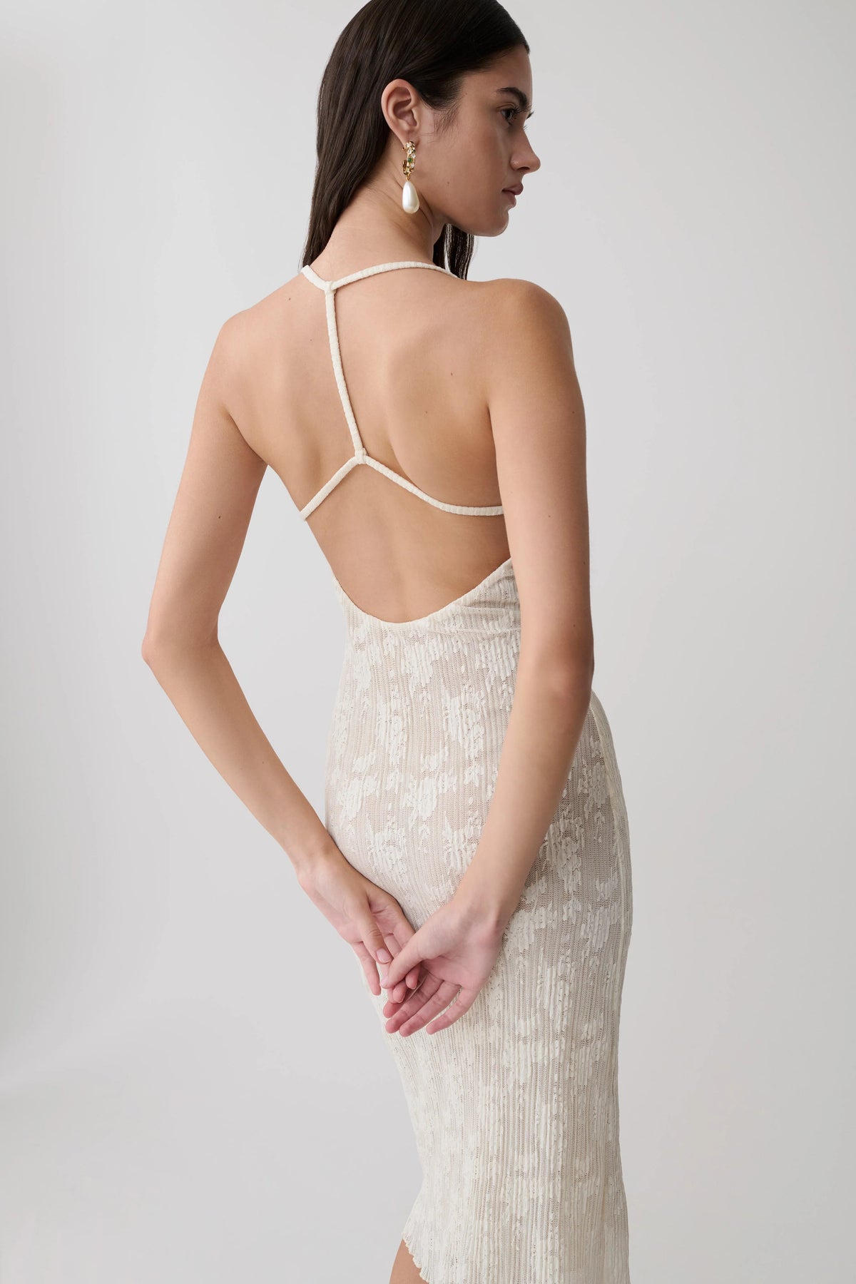 Ambrose Lace Midi Dress Ivory