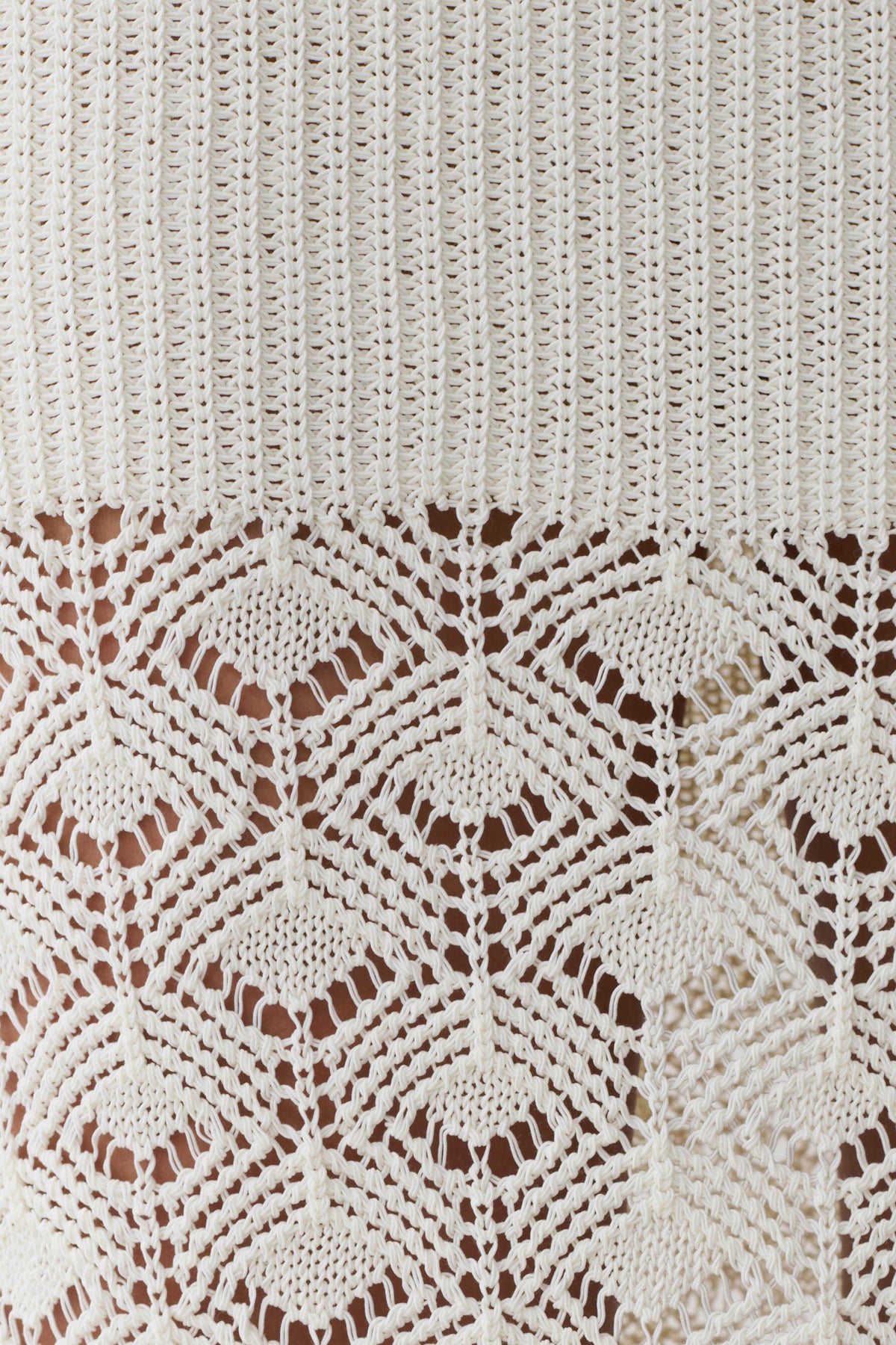 Atlantis Crochet Knit Midi Skirt White