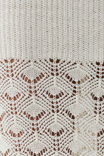 Atlantis Crochet Knit Midi Skirt White
