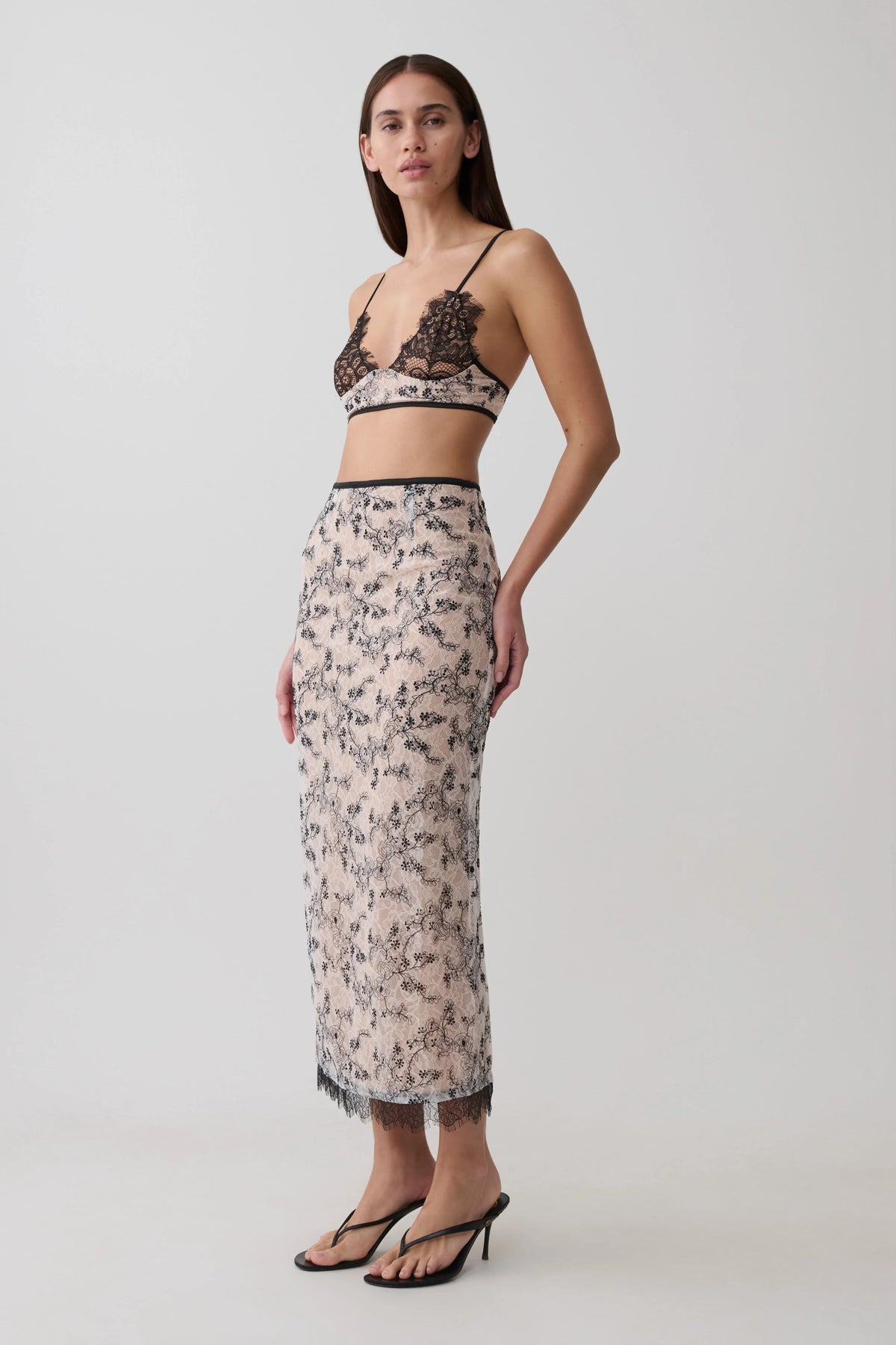 Kimberly Lace Sleeveless Crop Top Nude Lace