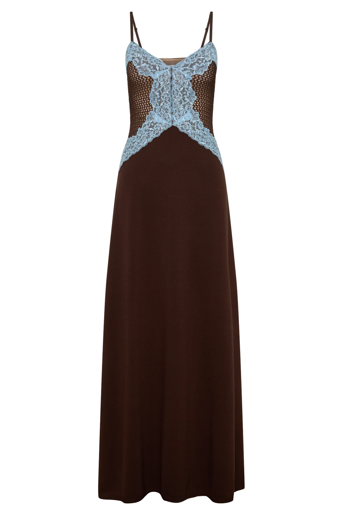 Bray Knit Lace Maxi Dress Chocolate Blue