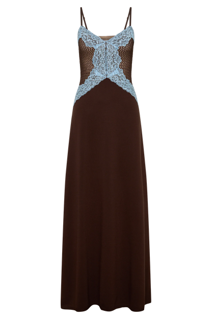 Bray Knit Lace Maxi Dress Chocolate Blue