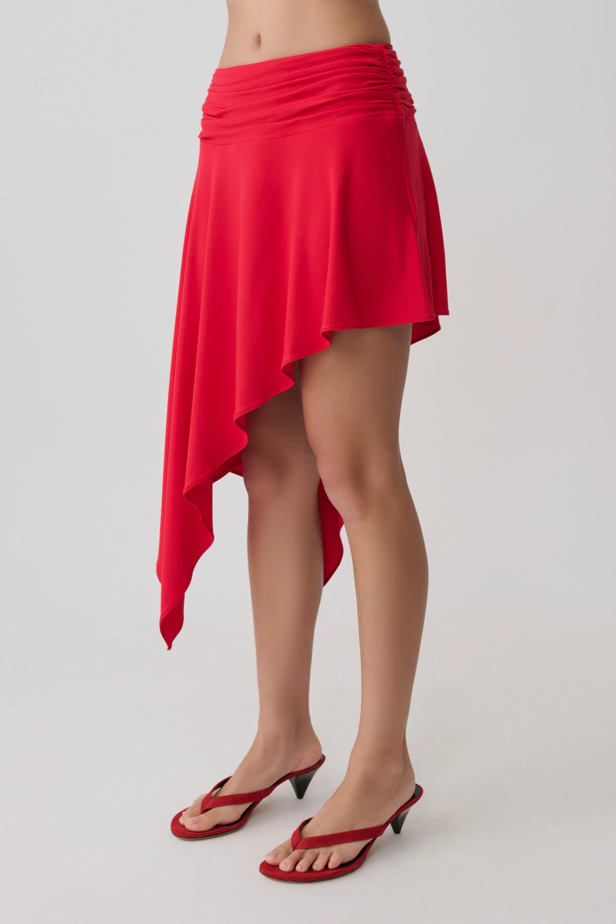 Talise Modal Hankie Midi Skirt Red