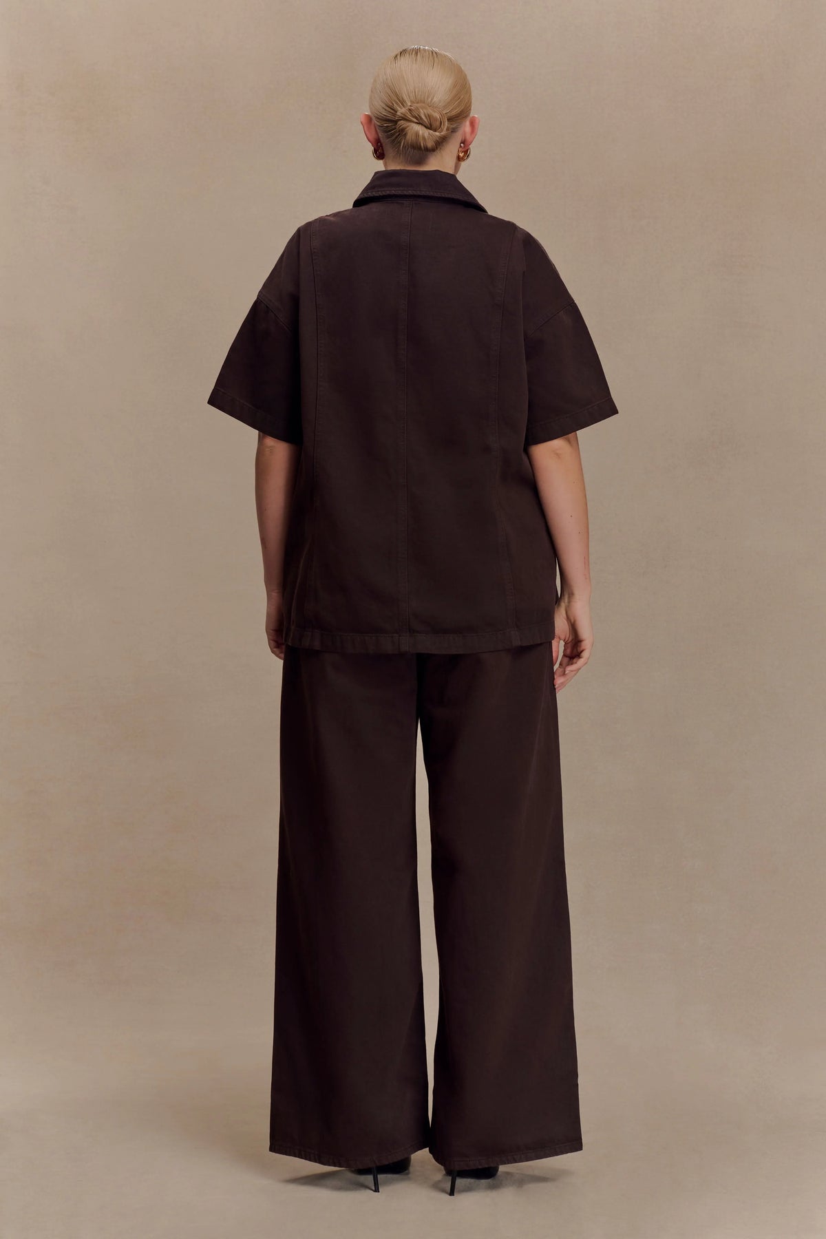 Maya Oversized Denim Shirt Chocolate