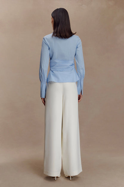 Eugenia Wrap Cotton Shirt Blue