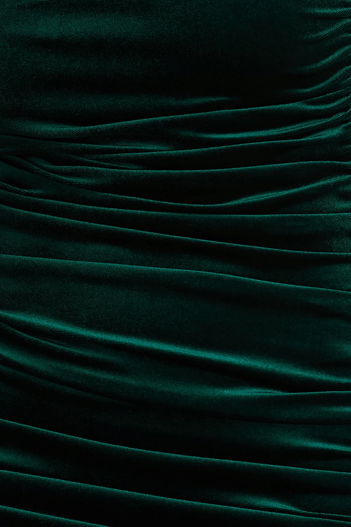 Treat Bottle Green Velvet Asymmetric Neck Maxi Dress With Ruched Detailing