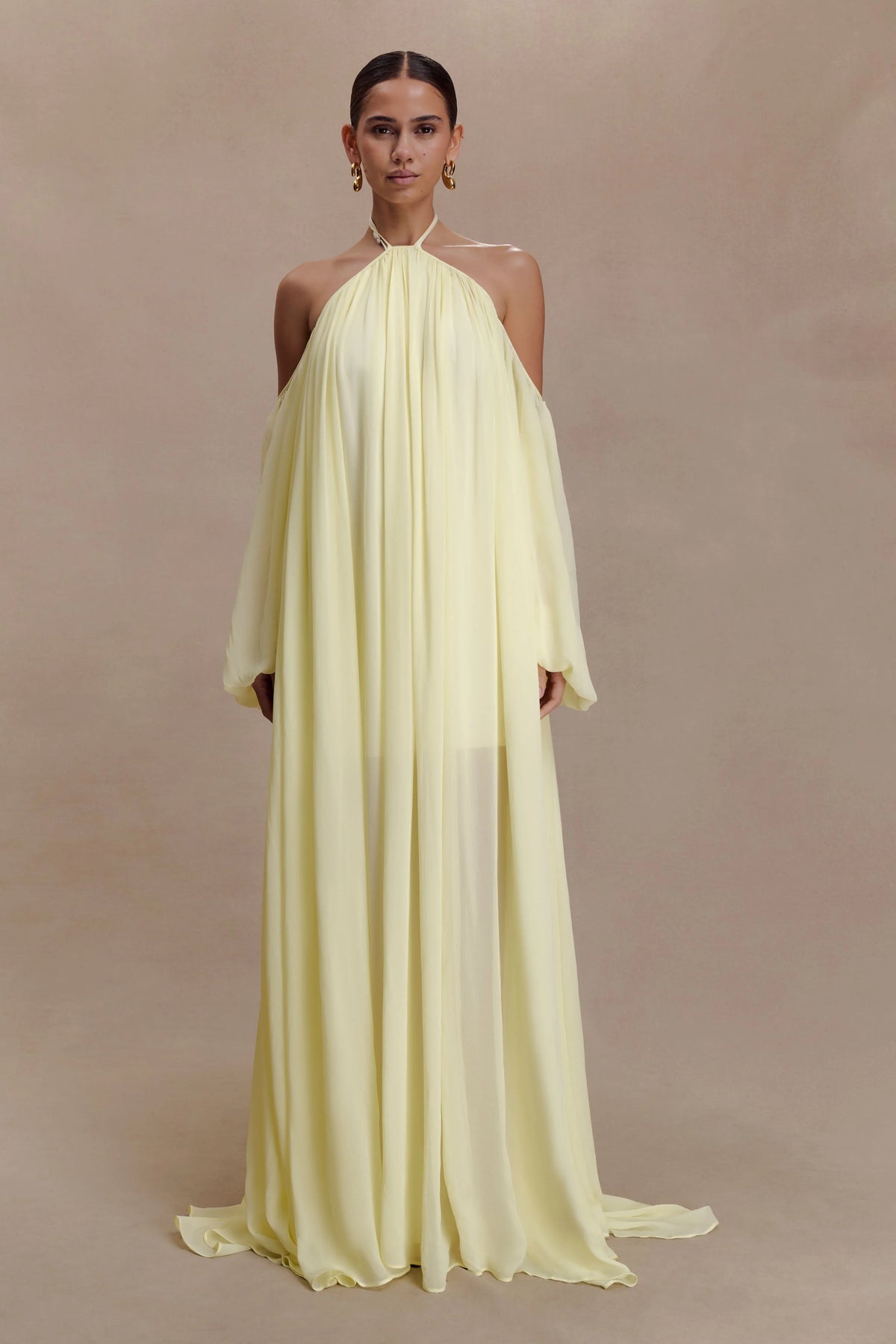 Janni Chiffon Maxi Dress With Hardware Lemon Lime