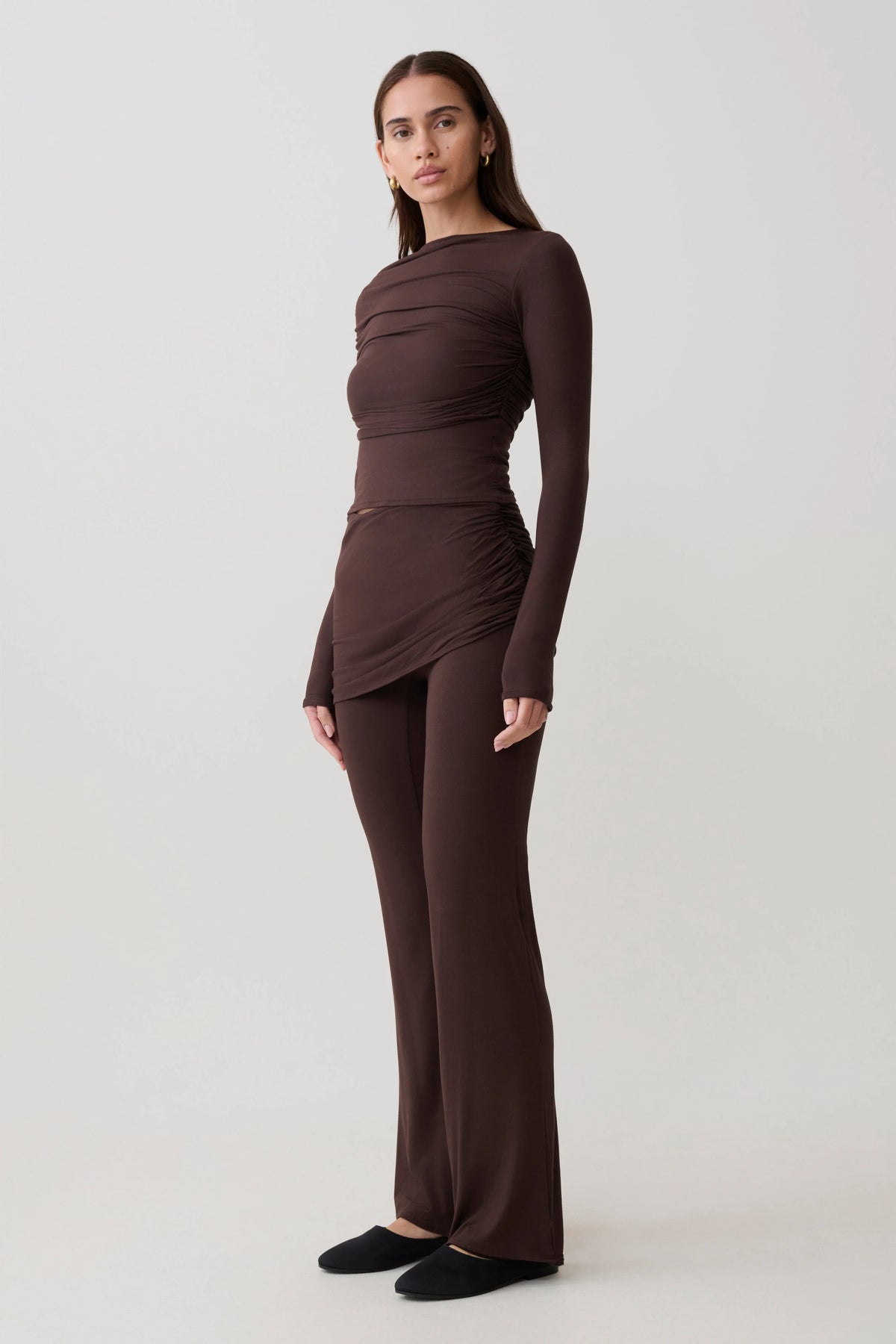 Keaton Modal Straight Leg Overlay Pant Espresso