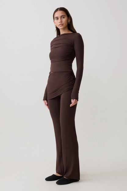 Keaton Modal Straight Leg Overlay Pant Espresso