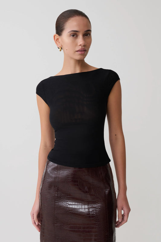 Romana Short Sleeve Mesh Top Black