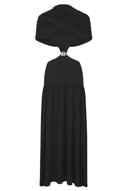 Georgina Chiffon Midi Dress Black