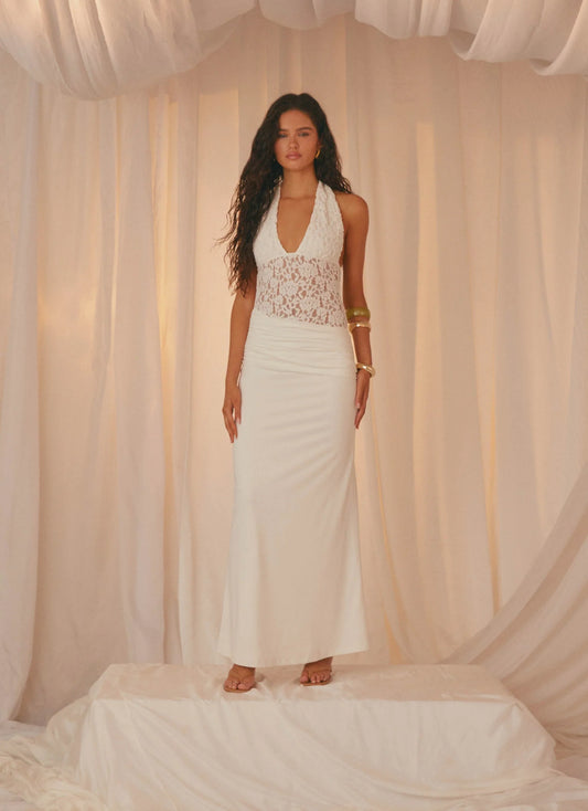 Miri Halter Maxi Dress Ivory