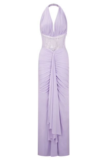 Bonnie Slinky And Lace Maxi Dress Lilac