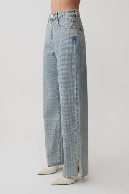 Tyla Diamante Denim Jeans Blue Green