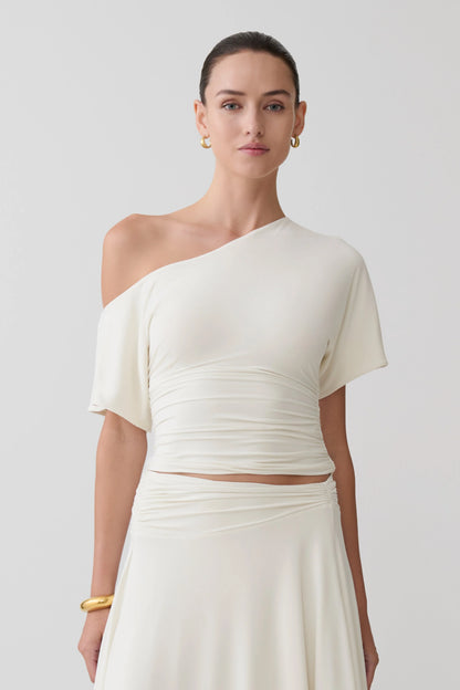 Luu Off Shoulder Slinky Top Ivory
