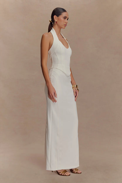 Alma High Waist Maxi Skirt White