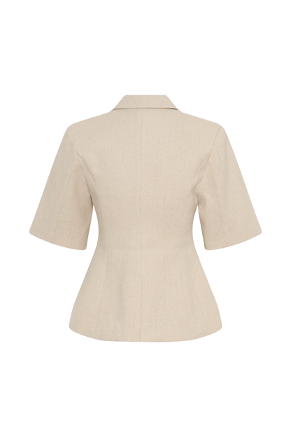 Martine Short Sleeve Linen Top Natural