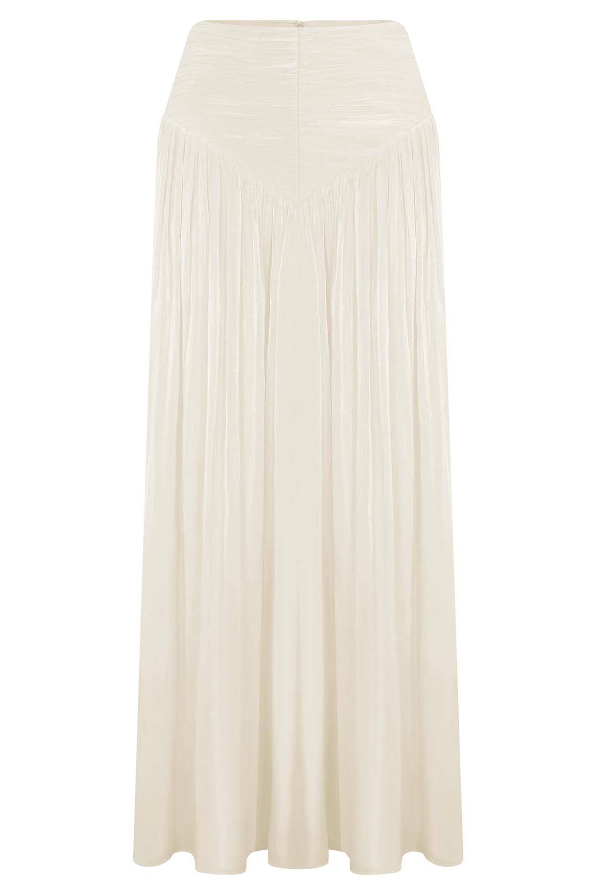 Makena Gathered Midi Skirt Opal White