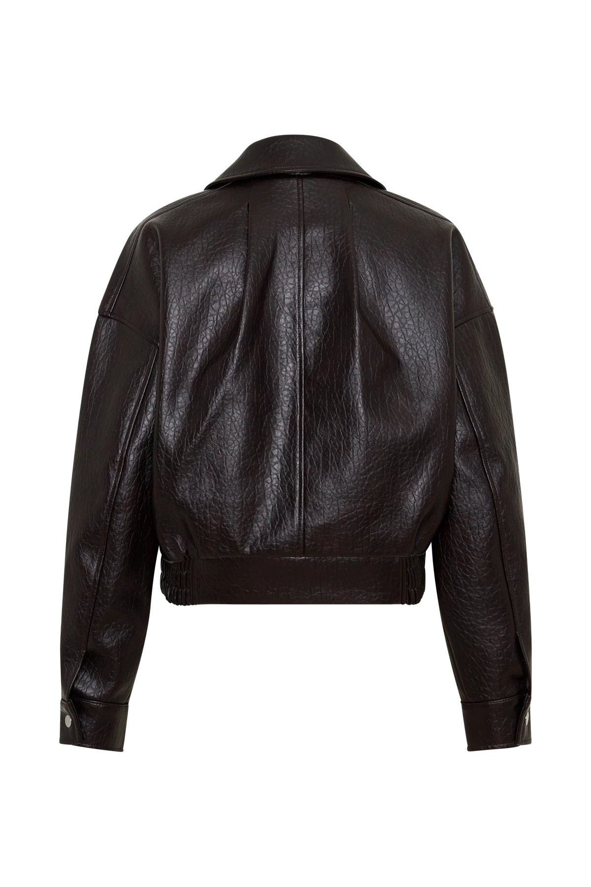 Paige Faux Leather Cropped Jacket Cherry Brown
